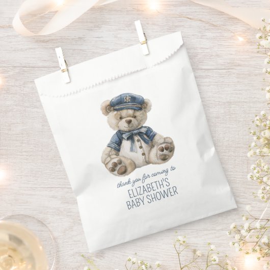 Cute Nautical Blue Baby Bear Baby Shower Bedankzakje (Geknipt)