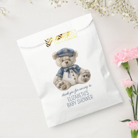 Cute Nautical Blue Baby Bear Baby Shower Bedankzakje (Gezegeld)