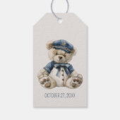 Cute Nautical Blue Baby Bear Baby Shower Cadeaulabel (Achterkant)