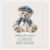 Cute Nautical Blue Baby Bear Baby Shower