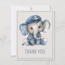 Cute Nautical Blue Baby Elephant Baby Shower Bedankkaart