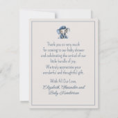 Cute Nautical Blue Baby Elephant Baby Shower Bedankkaart (Achterkant)
