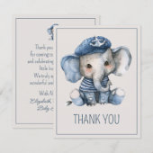 Cute Nautical Blue Baby Elephant Baby Shower Bedankkaart (Voorkant / Achterkant)