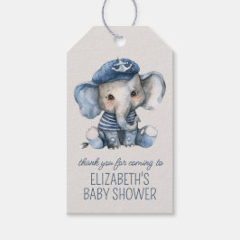 Cute Nautical Blue Baby Elephant Baby Shower Cadeaulabel