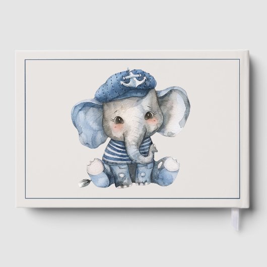 Cute Nautical Blue Baby Elephant Baby Shower Gastenboek (Achterkant)