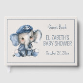 Cute Nautical Blue Baby Elephant Baby Shower Gastenboek (Voorkant)