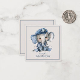 Cute Nautical Blue Baby Elephant Personalized Notitiekaartje