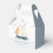 Cute Nautical Blue Sailboat Pastel Baby shower Bedankdoosjes (Achterkant)