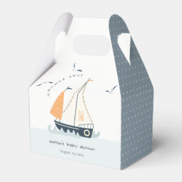 Cute Nautical Blue Sailboat Pastel Baby shower Bedankdoosjes