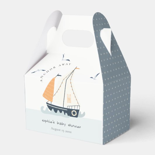 Cute Nautical Blue Sailboat Pastel Baby shower Bedankdoosjes (Voorkant Zijde)