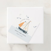 Cute Nautical Blue Sailboat Pastel Baby shower Bedankjes Labels (In situ)