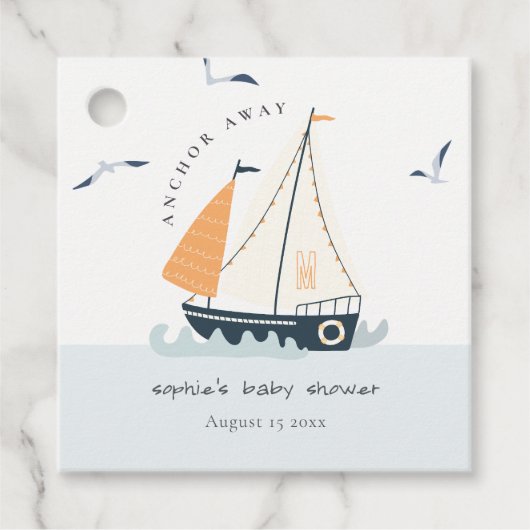 Cute Nautical Blue Sailboat Pastel Baby shower Bedankjes Labels (Voorkant)