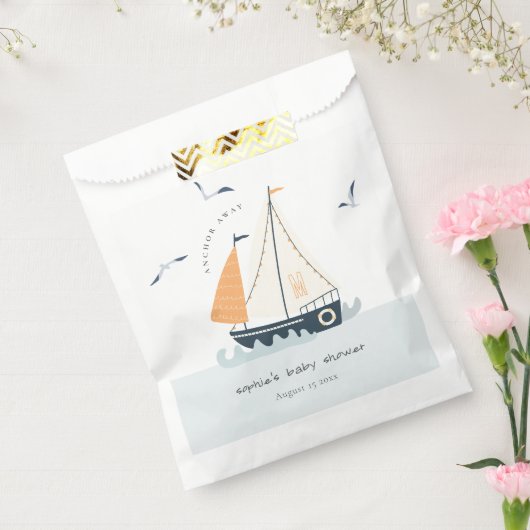 Cute Nautical Blue Sailboat Pastel Baby shower Bedankzakje (Gezegeld)
