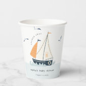 Cute Nautical Blue Sailboat Pastel Baby shower Papieren Bekers (Voorkant)