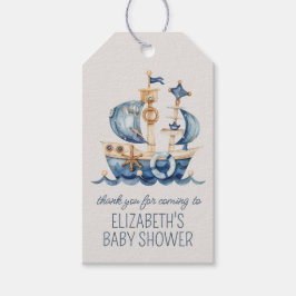 Cute Nautical Blue Sailing Ship Baby Shower Cadeaulabel