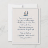 Cute Nautical Blue Watercolor Ship Baby Shower Bedankkaart (Achterkant)