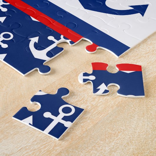 Cute Nautical Blue Whale and Anchors Pattern Legpuzzel (Zijkant)