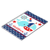 Cute Nautical Blue Whale and Anchors Pattern Notitieboek (Linkerzijde)