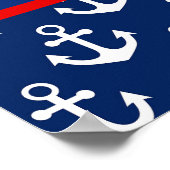 Cute Nautical Blue Whale and Anchors Pattern Poster (Hoek)