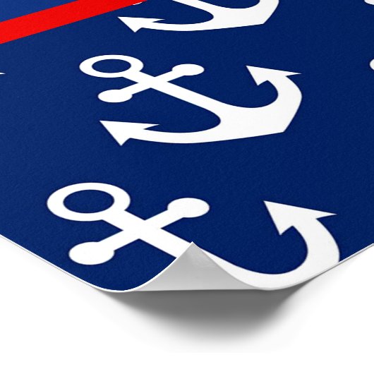 Cute Nautical Blue Whale and Anchors Pattern Poster (Hoek)