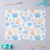 Cute Nautical Blue Whales Brown Ocean Life Tissuepapier (Craft)