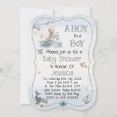Cute Nautical Boy Baby Shower Invitation Kaart (Voorkant)