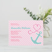 Cute Nautical Bridal Shower Invitations Kaart (Staand voorkant)