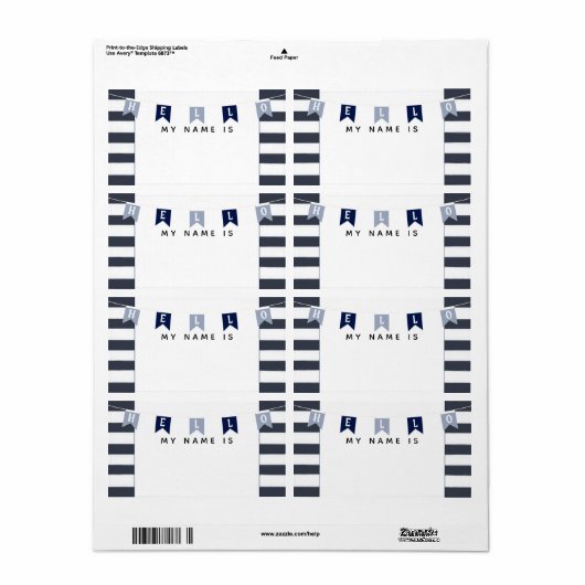 Cute Nautical Hallo Mijn naam is de Stickers van d (Full Sheet)