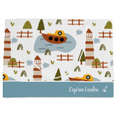 Cute Nautical Lighthouse and Boat Kind Pattern Groot Cadeauzakje (Voorkant)