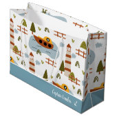 Cute Nautical Lighthouse and Boat Kind Pattern Groot Cadeauzakje (Voorkant Gekanteld)