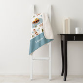 Cute Nautical Lighthouse and Boat Kind Pattern Sherpa Deken (In situ)