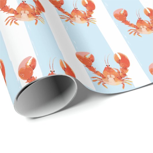 Cute Nautical Lobster Crawfish Pattern Cadeaupapier (Rol Hoek)
