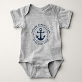 Cute Nautical Navy Anchor Rope Custom Boat Name Romper (Voorkant)