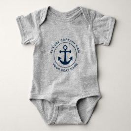 Cute Nautical Navy Anchor Rope Custom Boat Name Romper