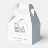 Cute Nautical Pastel Red Blue Sailboat Baby shower Bedankdoosjes (Voorkant Zijde)