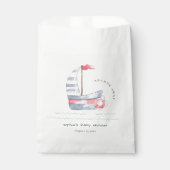 Cute Nautical Pastel Red Blue Sailboat Baby shower Bedankzakje (Voorkant)