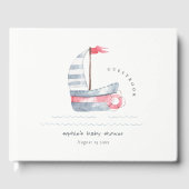 Cute Nautical Pastel Red Blue Sailboat Baby shower Gastenboek (Voorkant)
