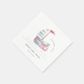 Cute Nautical Pastel Red Blue Sailboat Baby shower Servet (Hoek)