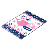 Cute Nautical Pink Whale and Anchors Pattern Notitieboek (Linkerzijde)