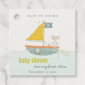 Cute Nautical Pirate Mouse Sailboat Baby shower Bedankjes Labels (Voorkant)