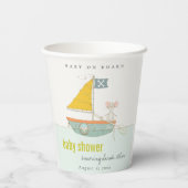 Cute Nautical Pirate Mouse Sailboat Baby shower Papieren Bekers (Achterkant)
