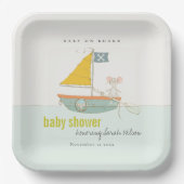 Cute Nautical Pirate Mouse Sailboat Baby shower Papieren Bordje (Voorkant)
