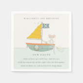Cute Nautical Pirate Sailboat Fun Facts Birthday Servet (Voorkant)