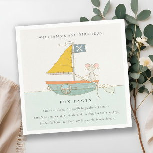 Cute Nautical Pirate Sailboat Fun Facts Birthday Servet
