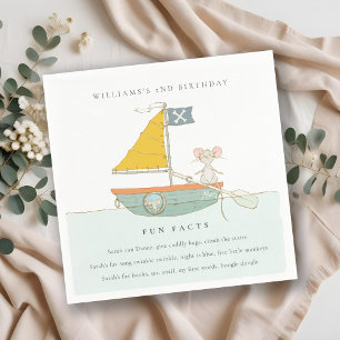 Cute Nautical Pirate Sailboat Fun Facts Birthday Servet