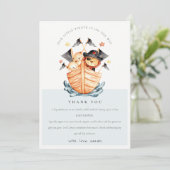 Cute Nautical Pirate Ship Lion Cub Baby shower Bedankkaart (Staand voorkant)