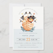 Cute Nautical Pirate Ship Lion Cub Baby shower Kaart (Voorkant)