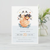 Cute Nautical Pirate Ship Lion Cub Baby shower Kaart (Staand voorkant)