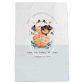 Cute Nautical Pirate Ship Lion Cub Baby shower Medium Cadeauzakje (Achterkant)