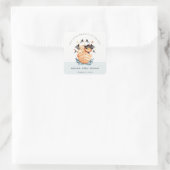 Cute Nautical Pirate Ship Lion Cub Baby shower Vierkante Sticker (Tas)